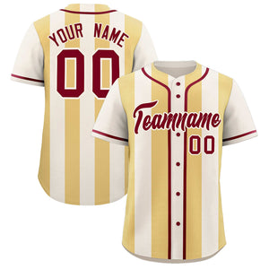 Custom Cream Khaki Thick Stripe Fashion Authentic Baseball jersey