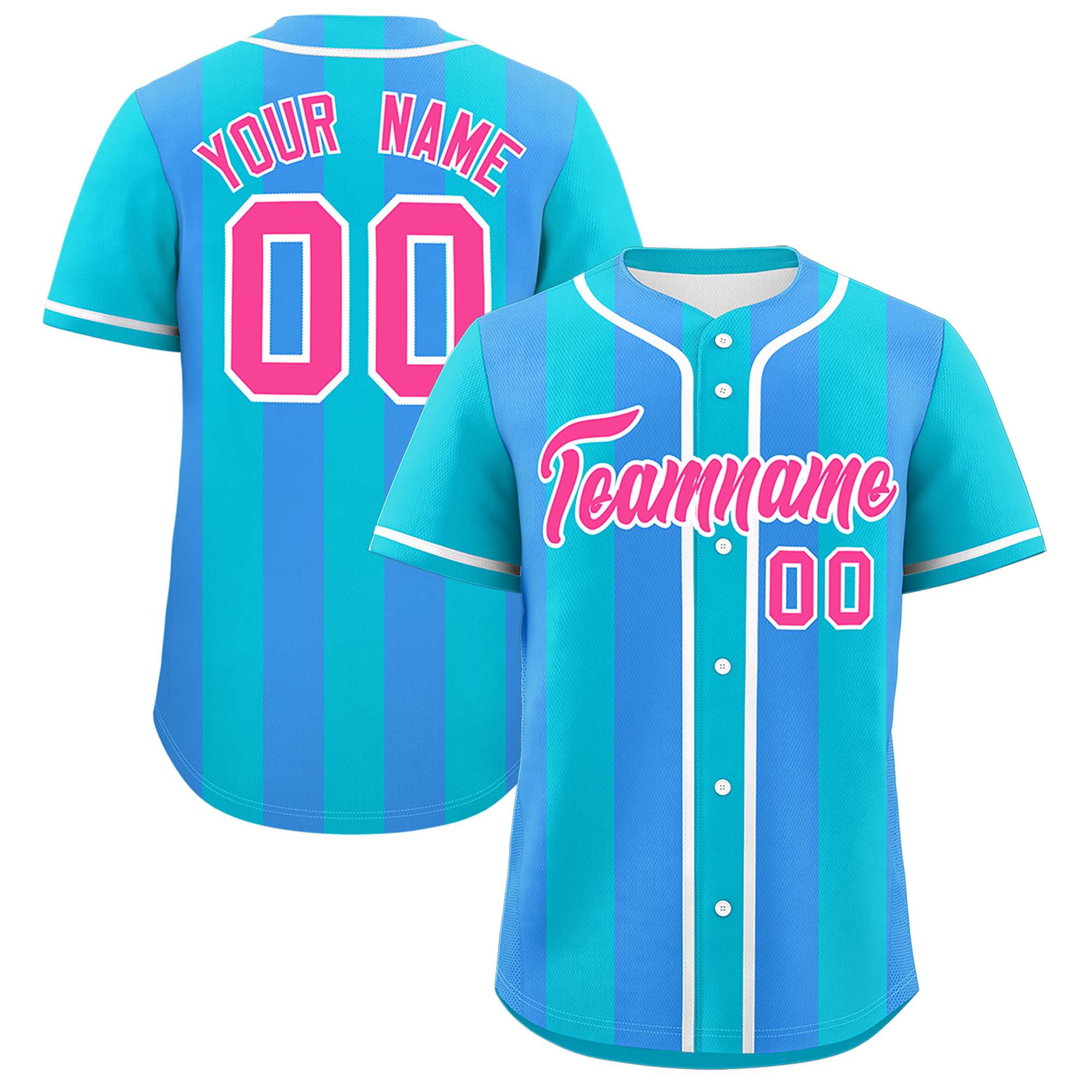 Custom Sky Blue Powder Blue Thick Stripe Fashion Authentic Baseball jersey