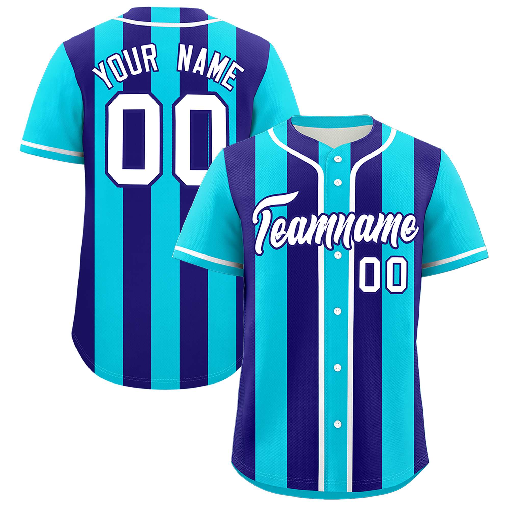 Custom Sky Blue Purple Thick Stripe Fashion Authentic Baseball jersey