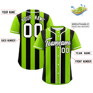 Custom Neon Green Black Thick Stripe Fashion Authentic Baseball jersey