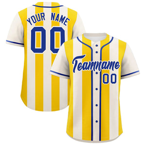 Custom Cream Gold Thick Stripe Fashion Authentic Baseball jersey