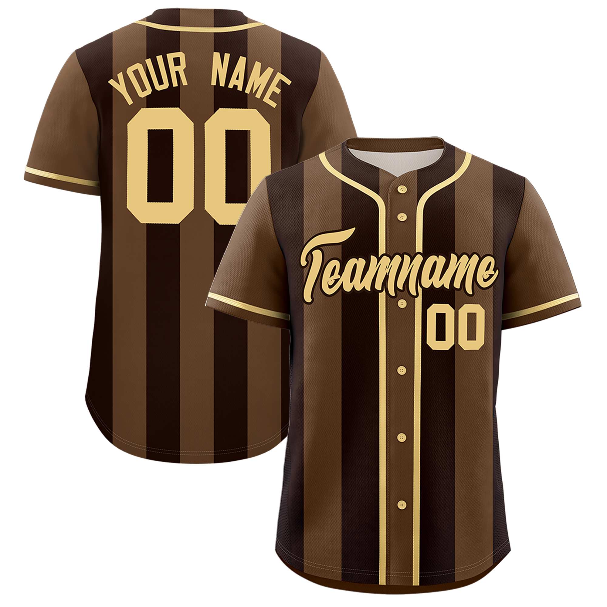 Custom Light Brown Brown Thick Stripe Fashion Authentic Baseball jersey