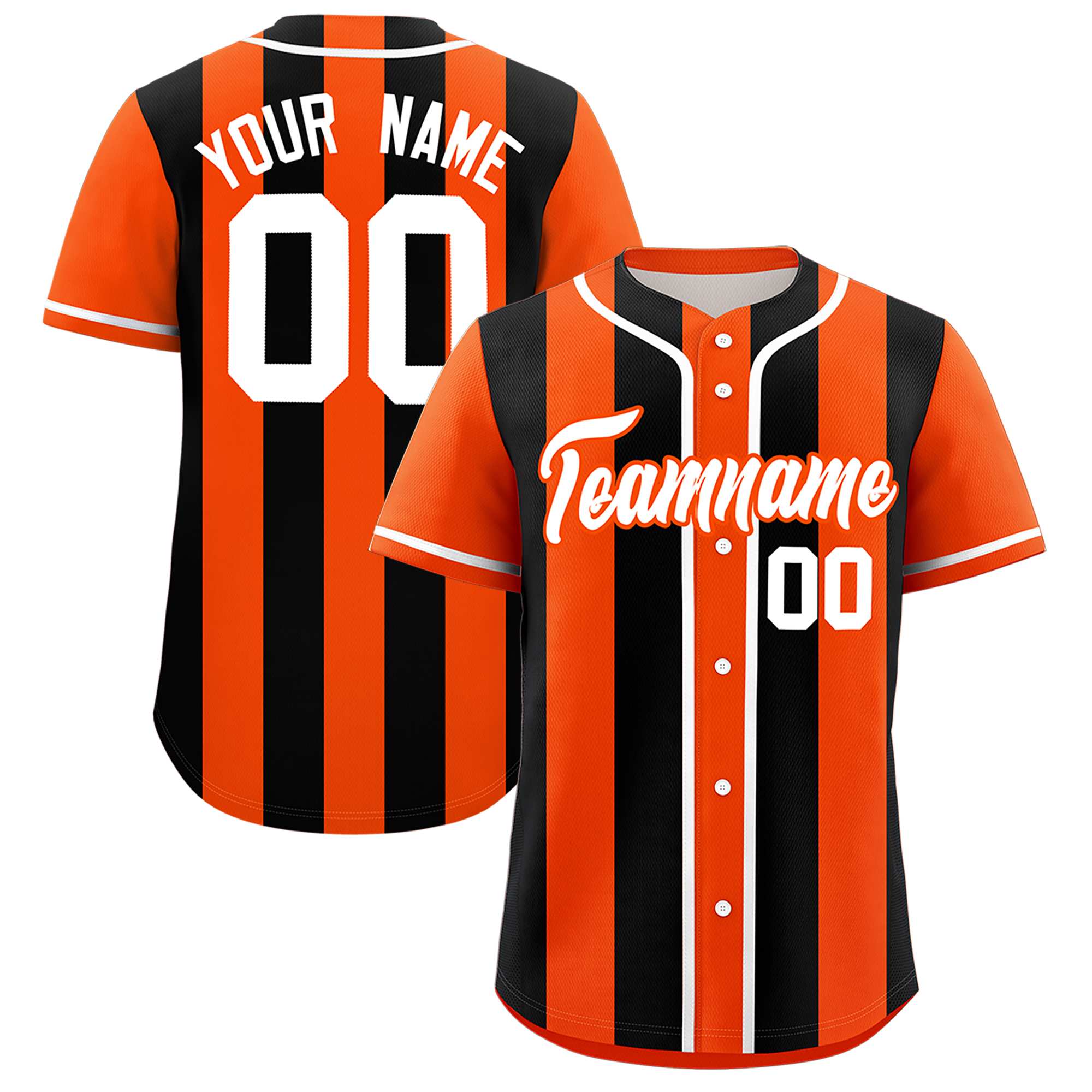 Custom Orange Black Thick Stripe Fashion Authentic Baseball jersey