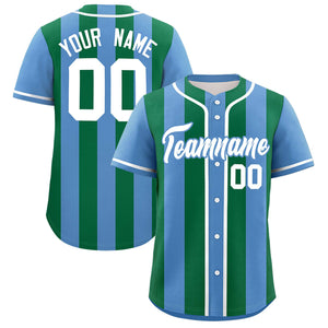 Custom Light Blue Kelly Green Thick Stripe Fashion Authentic Baseball jersey