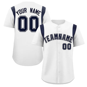 Custom White Navy Classic Style Personalized Full Button Authentic Baseball Jersey