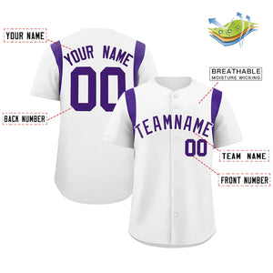 Custom White Purple Classic Style Personalized Full Button Authentic Baseball Jersey