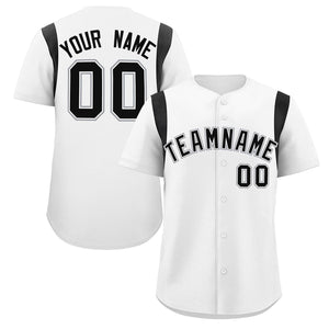 Custom White Black Classic Style Personalized Full Button Authentic Baseball Jersey