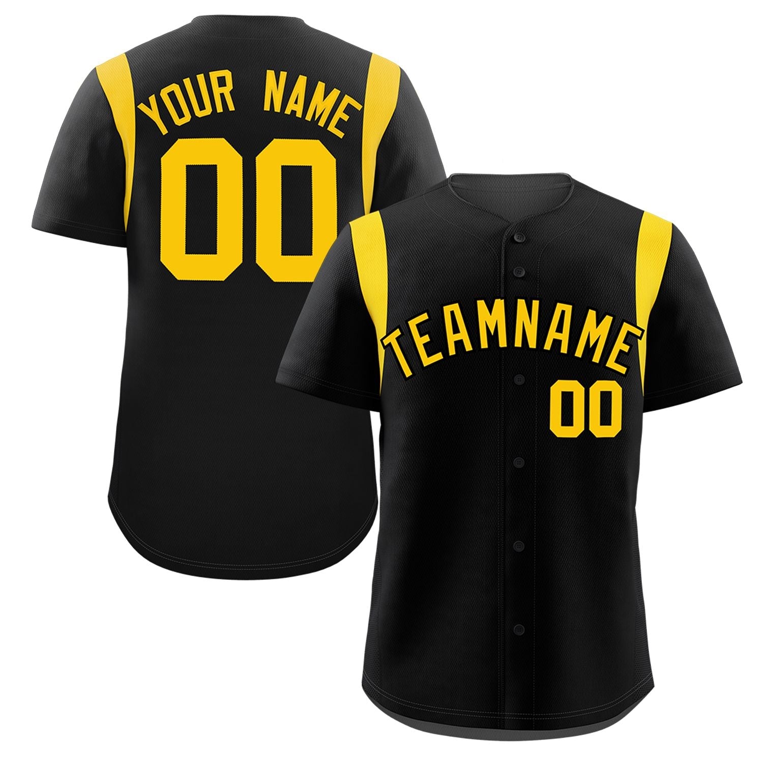 Custom Black Gold Classic Style Personalized Full Button Authentic Baseball Jersey