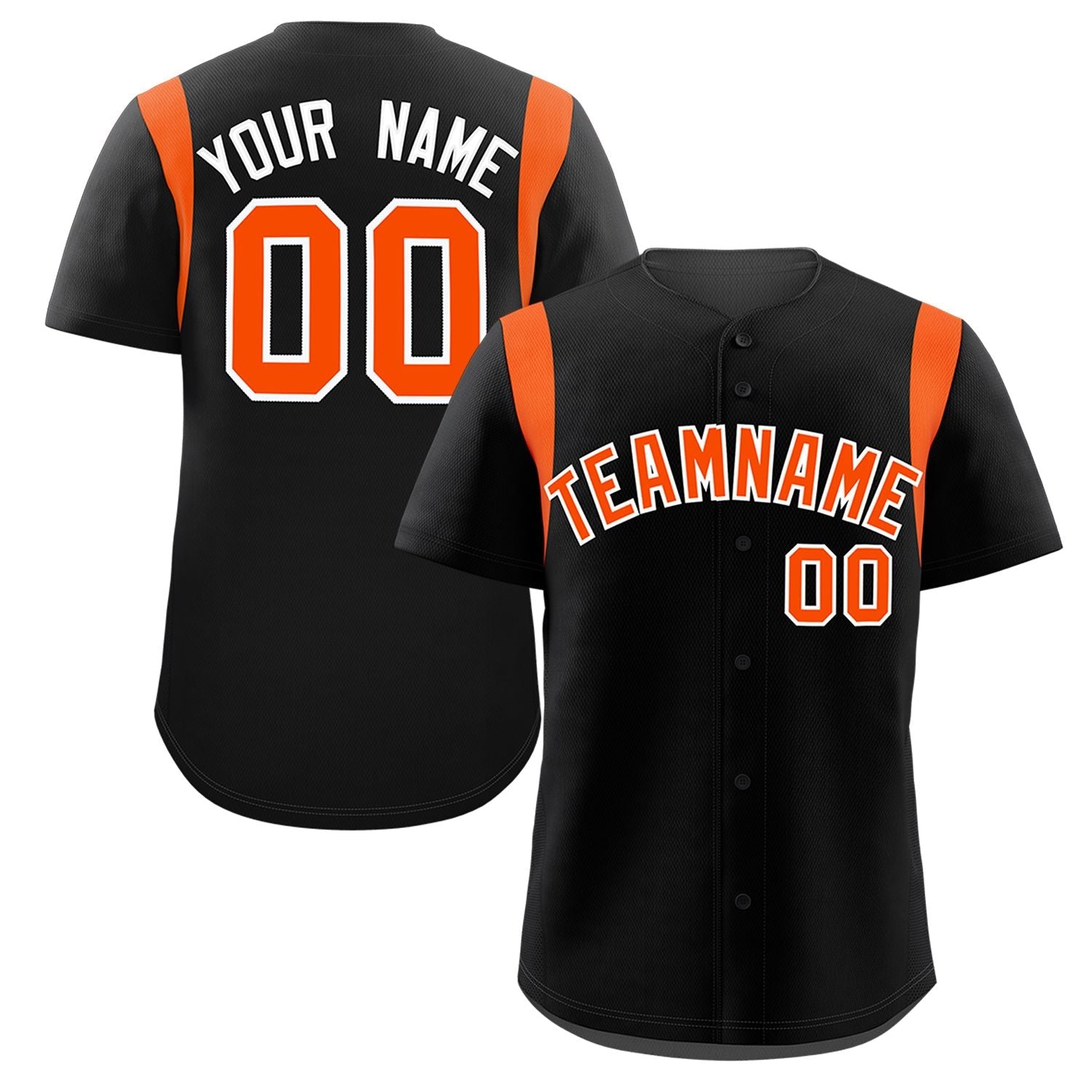 Custom Black Orange Classic Style Personalized Full Button Authentic Baseball Jersey