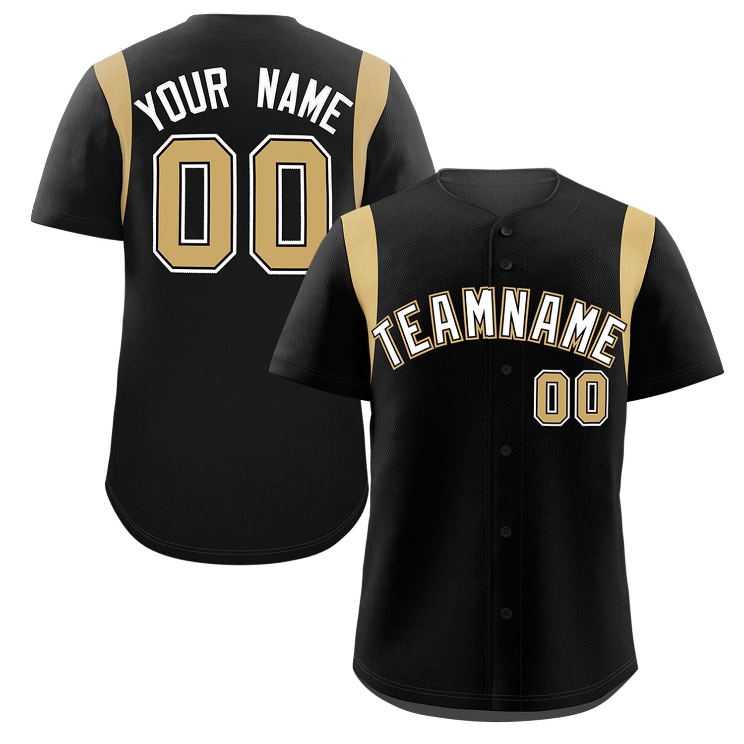 Custom Black Old Gold Classic Style Personalized Full Button Authentic Baseball Jersey