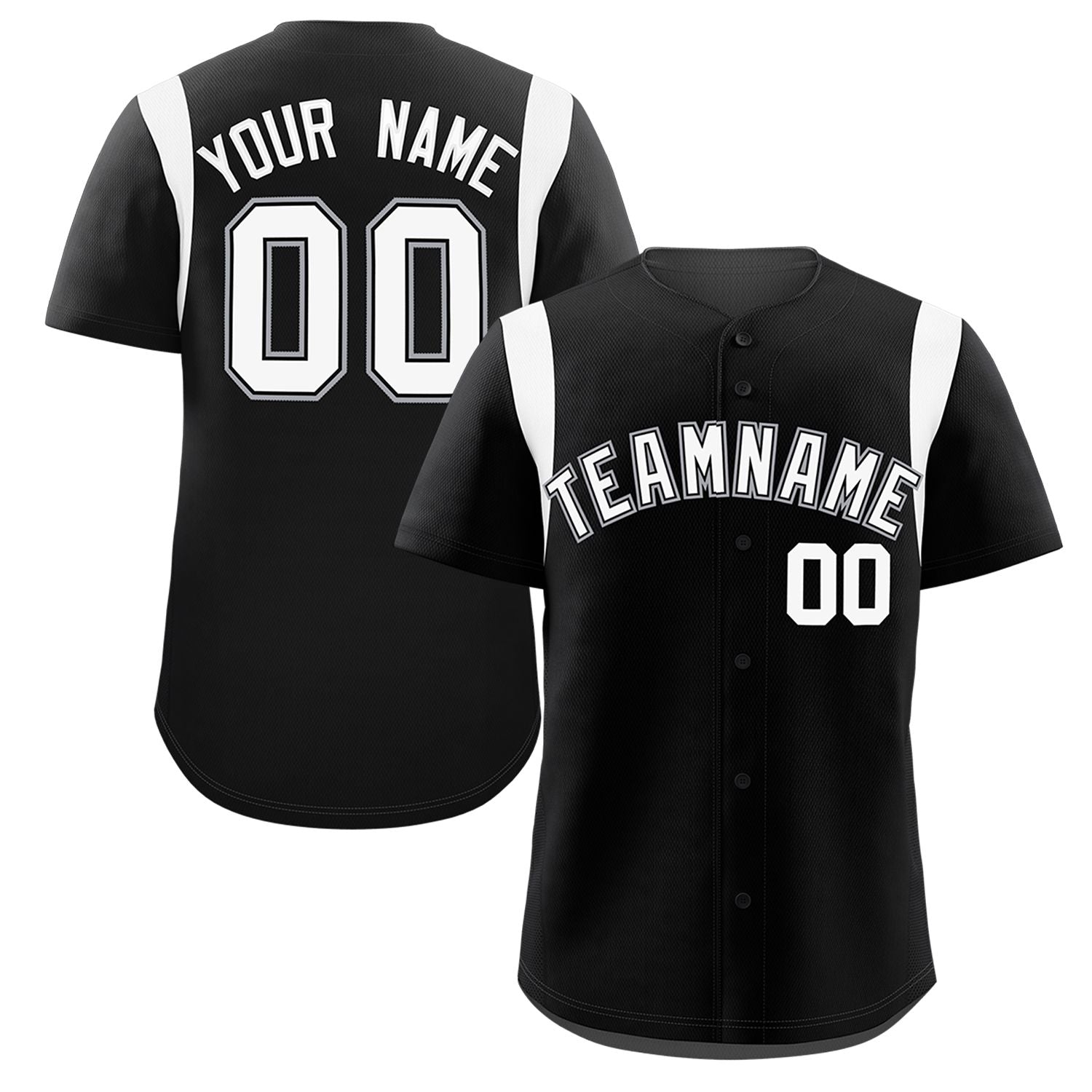 Custom Black White Classic Style Personalized Full Button Authentic Baseball Jersey