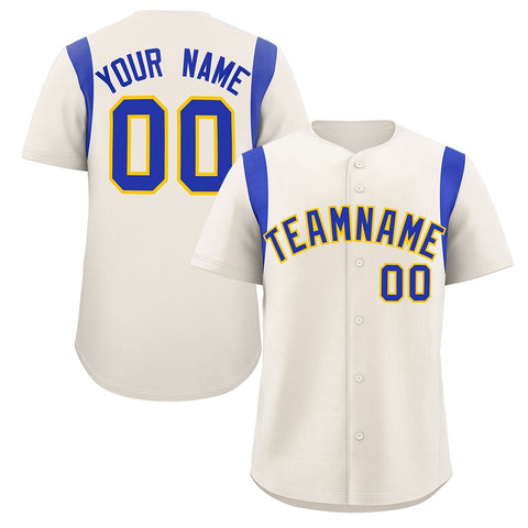 Custom Cream Royal Classic Style Personalized Full Button Authentic Baseball Jersey