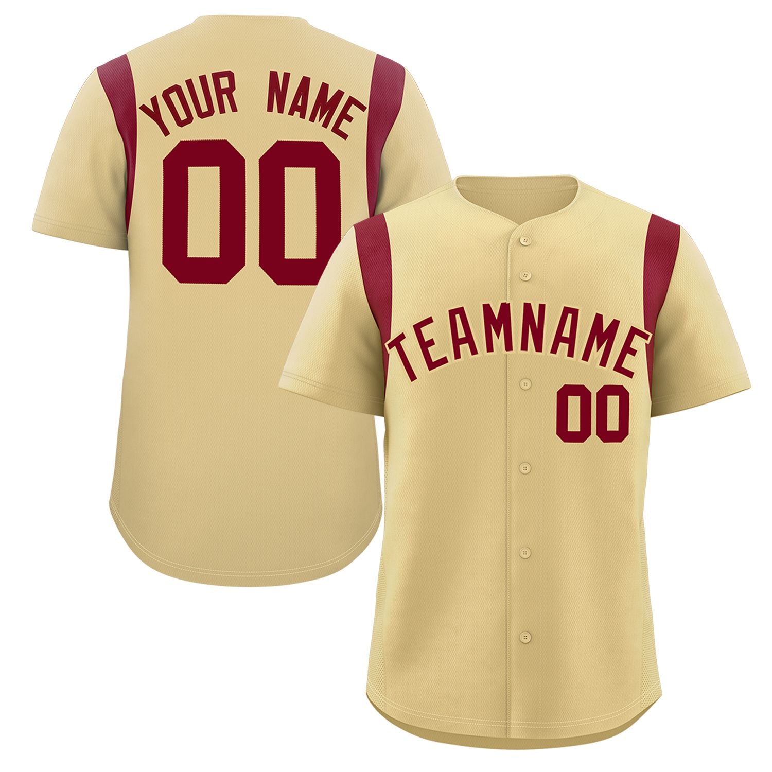 Custom Khaki Crimson Classic Style Personalized Full Button Authentic Baseball Jersey