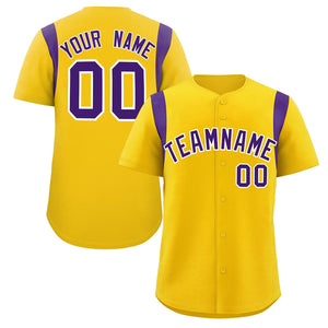 Custom Gold Purple Classic Style Personalized Full Button Authentic Baseball Jersey