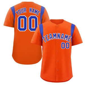 Custom Orange Royal Classic Style Personalized Full Button Authentic Baseball Jersey