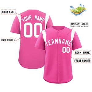 Custom Pink White Classic Style Personalized Full Button Authentic Baseball Jersey