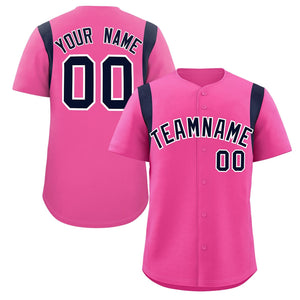 Custom Pink Navy Classic Style Personalized Full Button Authentic Baseball Jersey