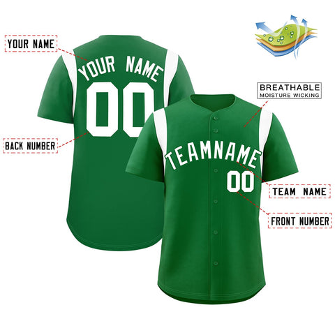 Custom Kelly Green White Classic Style Personalized Full Button Authentic Baseball Jersey