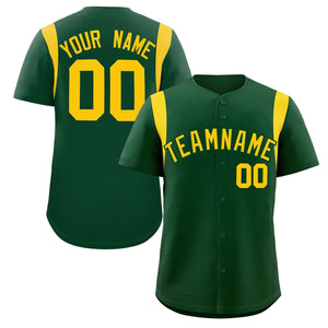 Custom Green Gold Classic Style Personalized Full Button Authentic Baseball Jersey