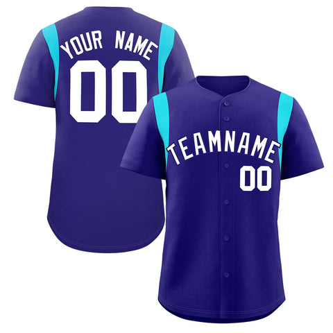 Custom Violet Sky Blue Classic Style Personalized Full Button Authentic Baseball Jersey
