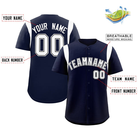 Custom Navy White Classic Style Personalized Full Button Authentic Baseball Jersey