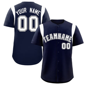 Custom Navy White Classic Style Personalized Full Button Authentic Baseball Jersey