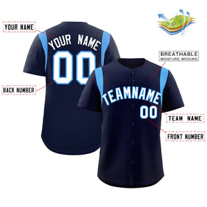 Custom Navy Powder Blue Classic Style Personalized Full Button Authentic Baseball Jersey