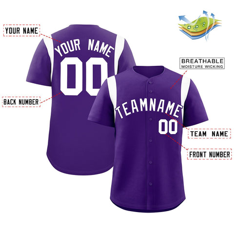 Custom Purple White Classic Style Personalized Full Button Authentic Baseball Jersey