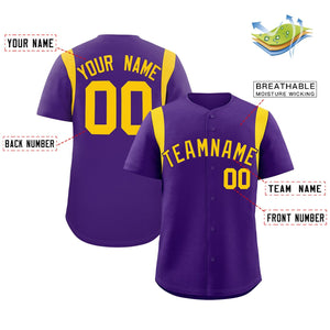 Custom Purple Gold Classic Style Personalized Full Button Authentic Baseball Jersey