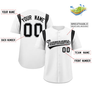 Custom White Black Classic Style Personalized Full Button Authentic Baseball Jersey