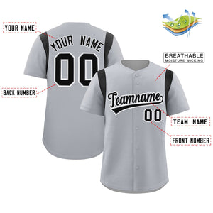 Custom Gray Black Classic Style Personalized Full Button Authentic Baseball Jersey