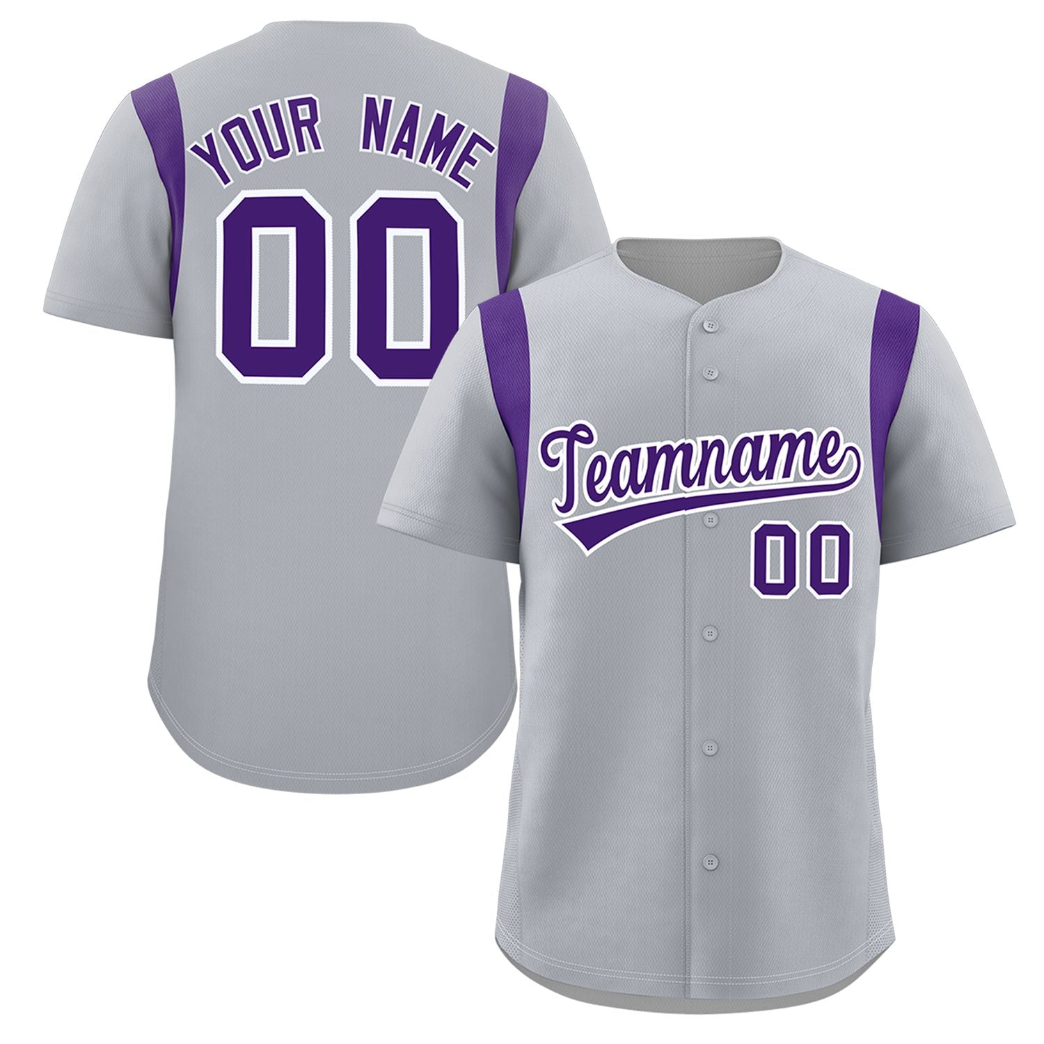 Custom Gray Purple Classic Style Personalized Full Button Authentic Baseball Jersey