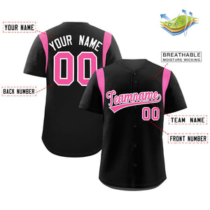 Custom Black Pink Classic Style Personalized Full Button Authentic Baseball Jersey