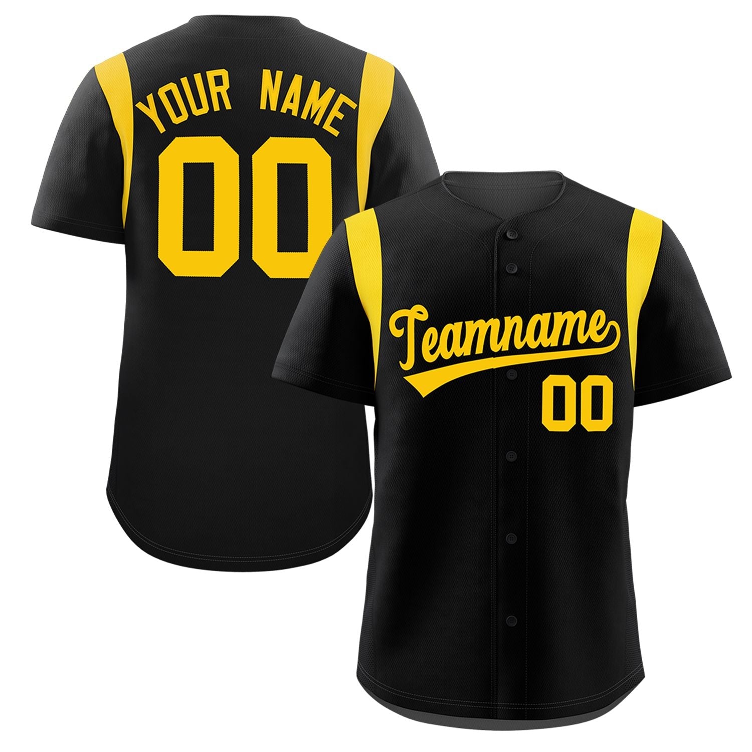 Custom Black Gold Classic Style Personalized Full Button Authentic Baseball Jersey