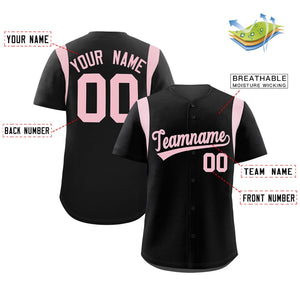 Custom Black Light Pink Classic Style Personalized Full Button Authentic Baseball Jersey