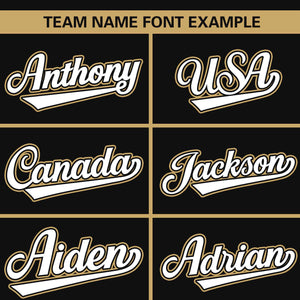 Custom Black Old Gold Classic Style Personalized Full Button Authentic Baseball Jersey