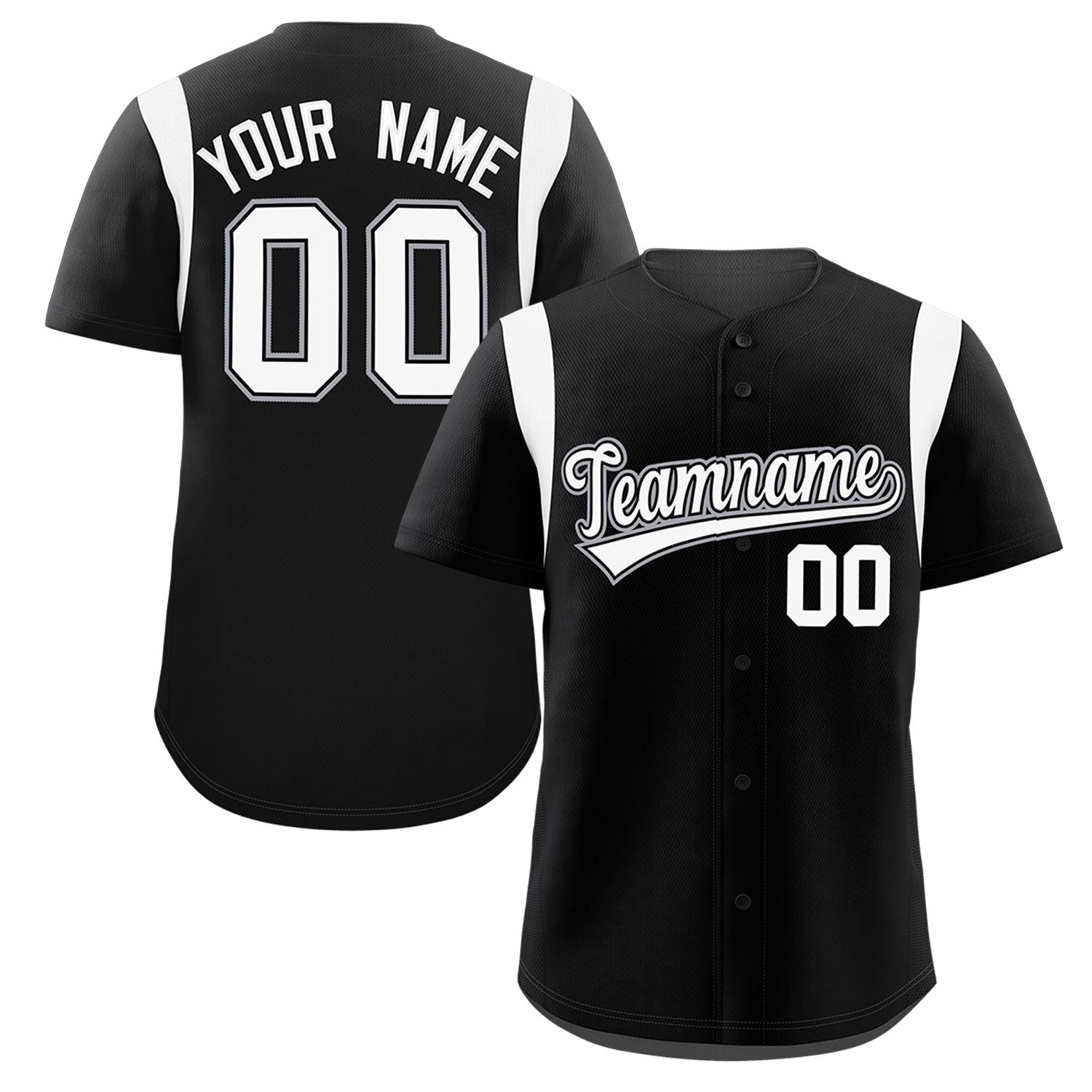 Custom Black White Classic Style Personalized Full Button Authentic Baseball Jersey