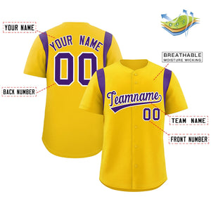 Custom Gold Purple Classic Style Personalized Full Button Authentic Baseball Jersey