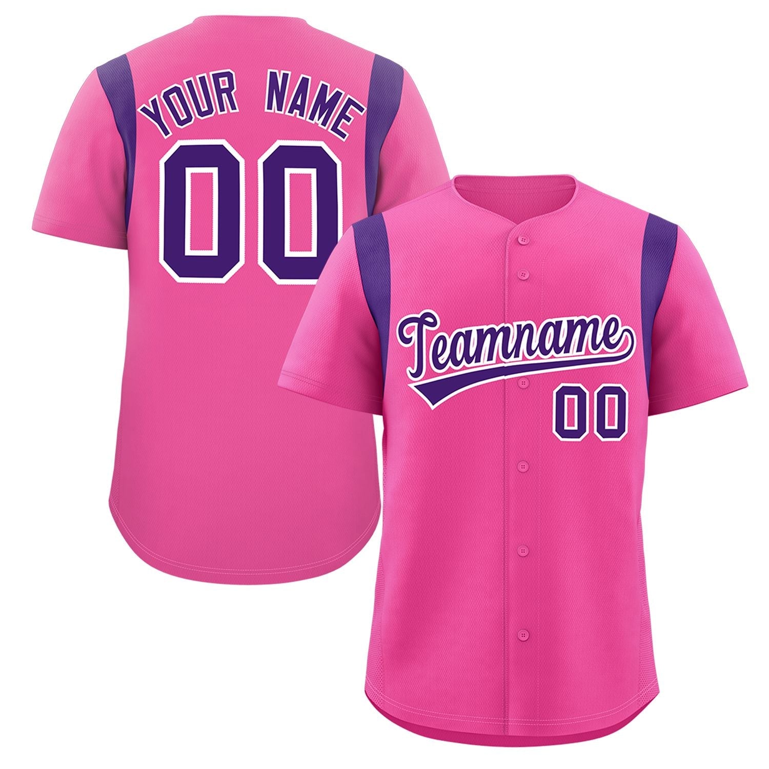 Custom Pink Purple Classic Style Personalized Full Button Authentic Baseball Jersey