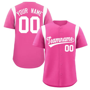Custom Pink White Classic Style Personalized Full Button Authentic Baseball Jersey