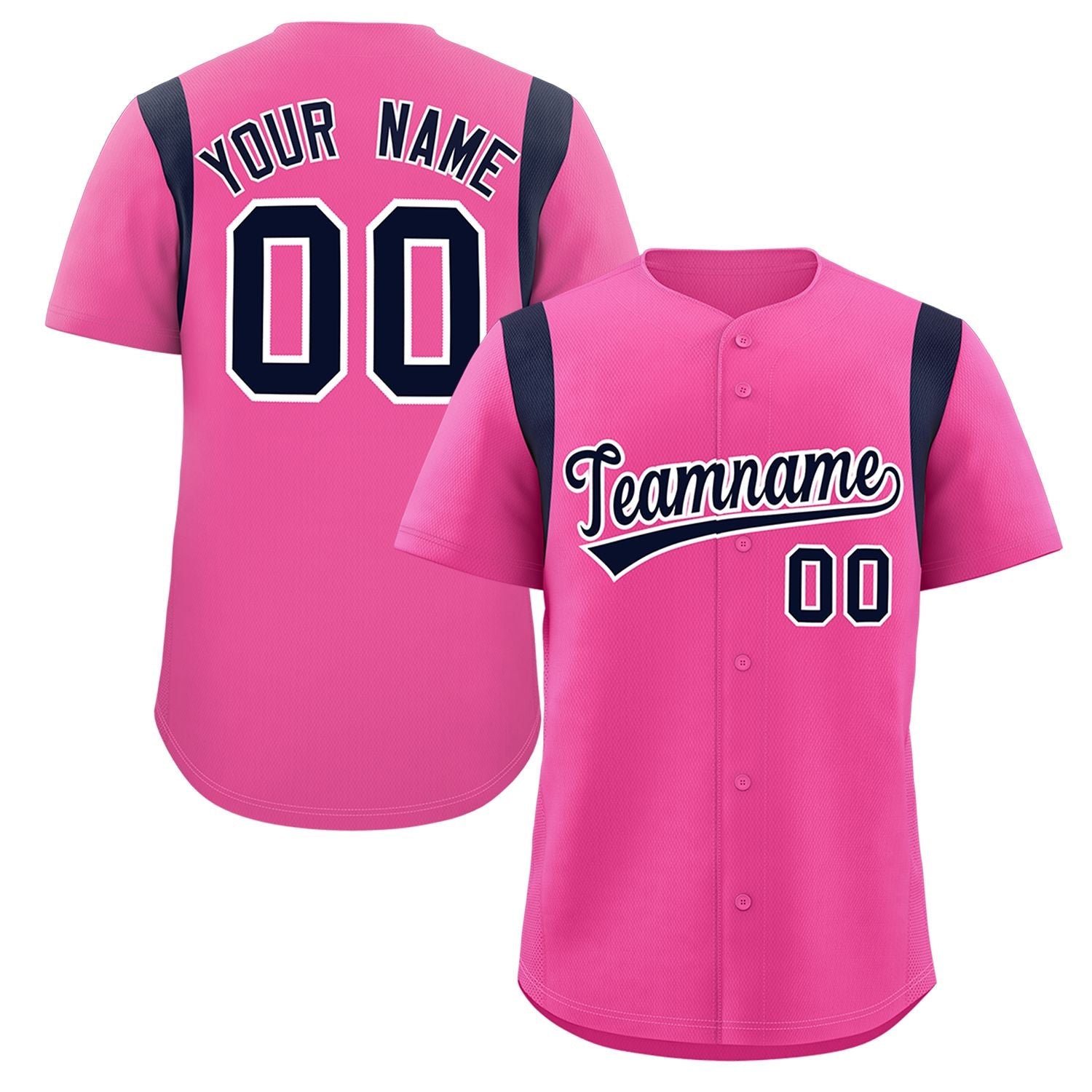 Custom Pink Navy Classic Style Personalized Full Button Authentic Baseball Jersey