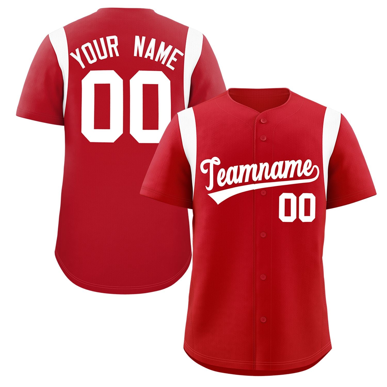 Custom Red White Classic Style Personalized Full Button Authentic Baseball Jersey