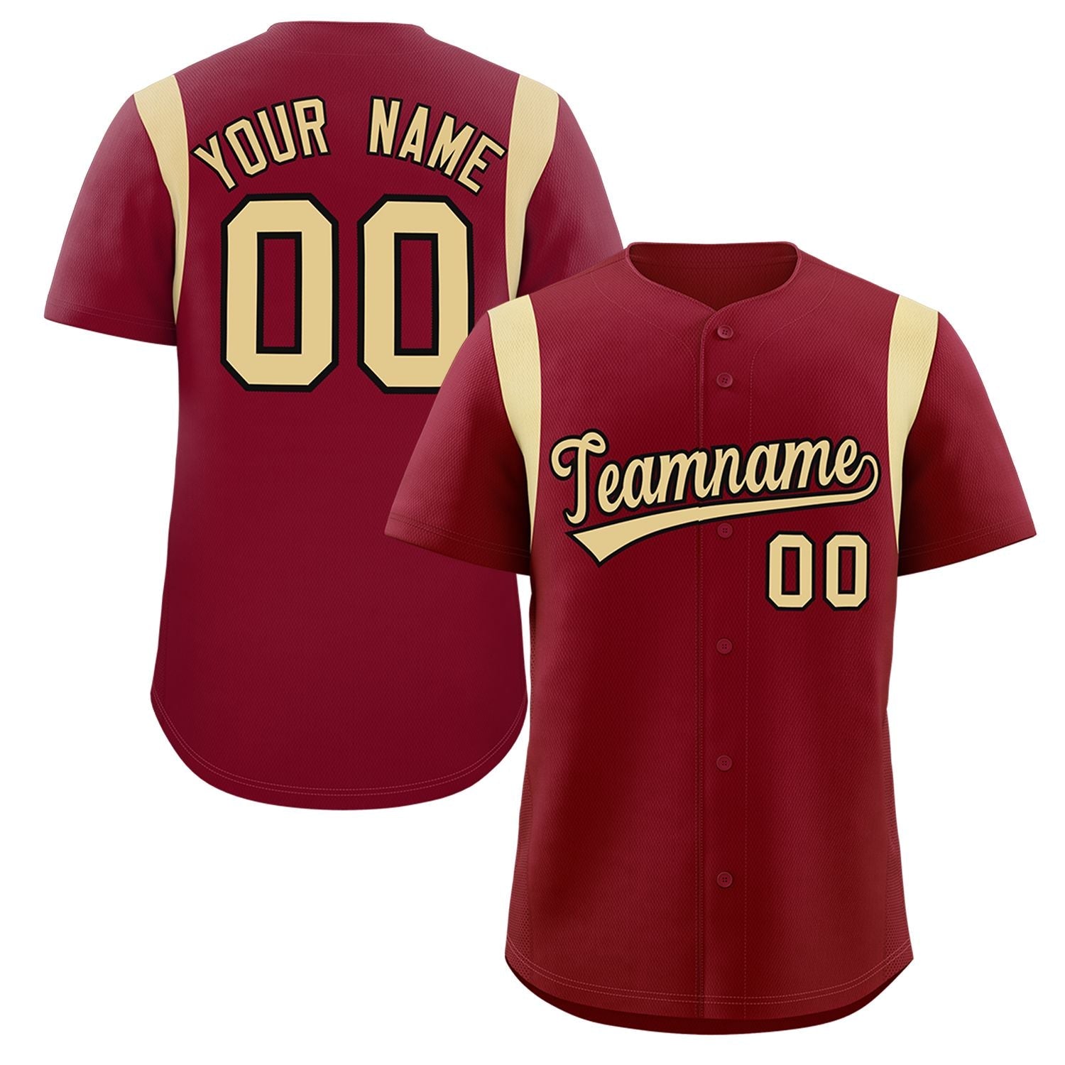 Custom Crimson Khaki Classic Style Personalized Full Button Authentic Baseball Jersey