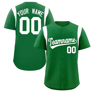 Custom Kelly Green White Classic Style Personalized Full Button Authentic Baseball Jersey