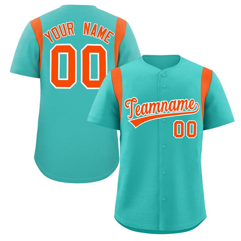 Custom Aqua Orange Classic Style Personalized Full Button Authentic Baseball Jersey