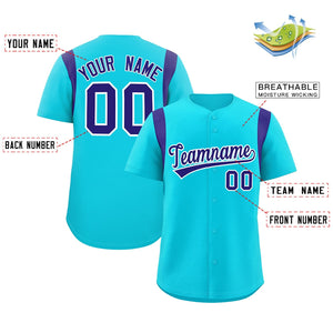 Custom Sky Blue Violet Classic Style Personalized Full Button Authentic Baseball Jersey