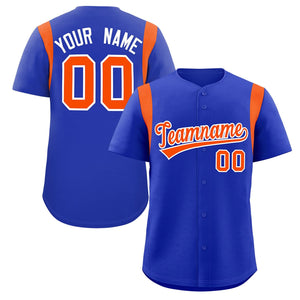 Custom Royal Orange Classic Style Personalized Full Button Authentic Baseball Jersey