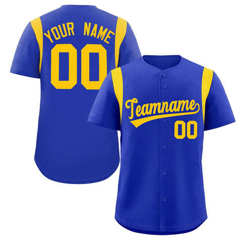 Custom Royal Gold Classic Style Personalized Full Button Authentic Baseball Jersey
