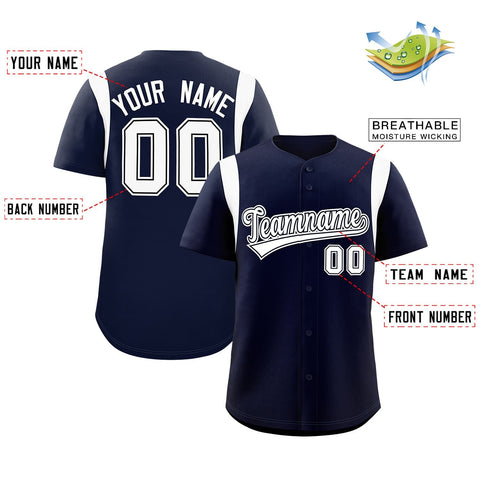 Custom Navy White Classic Style Personalized Full Button Authentic Baseball Jersey