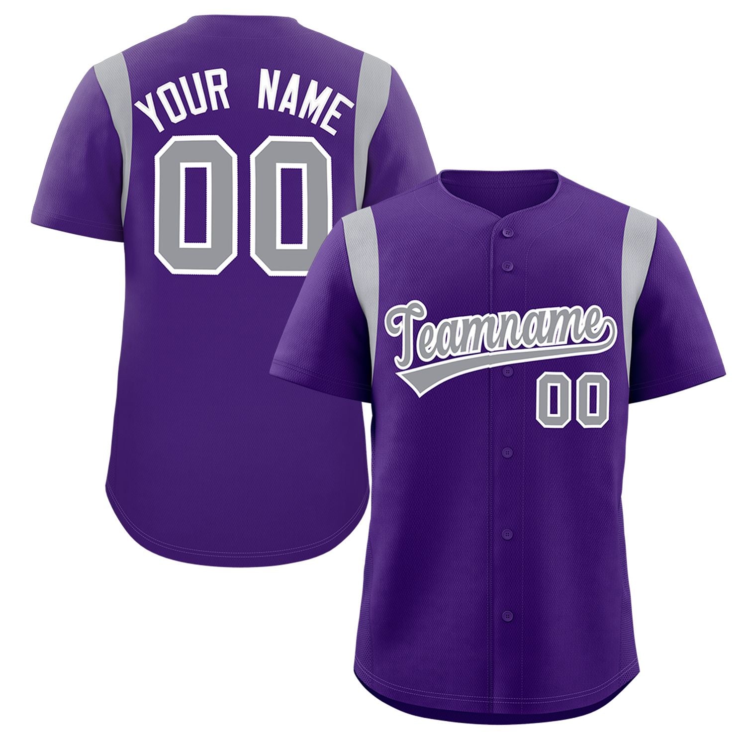 Custom Purple Gray Classic Style Personalized Full Button Authentic Baseball Jersey